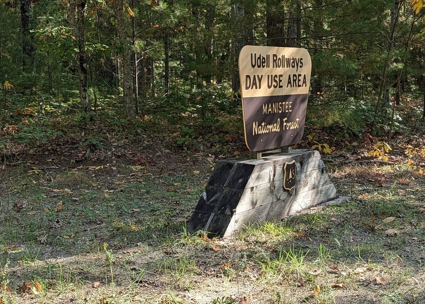 Udell Rollways Day Use Area sign, Manistee National Forest