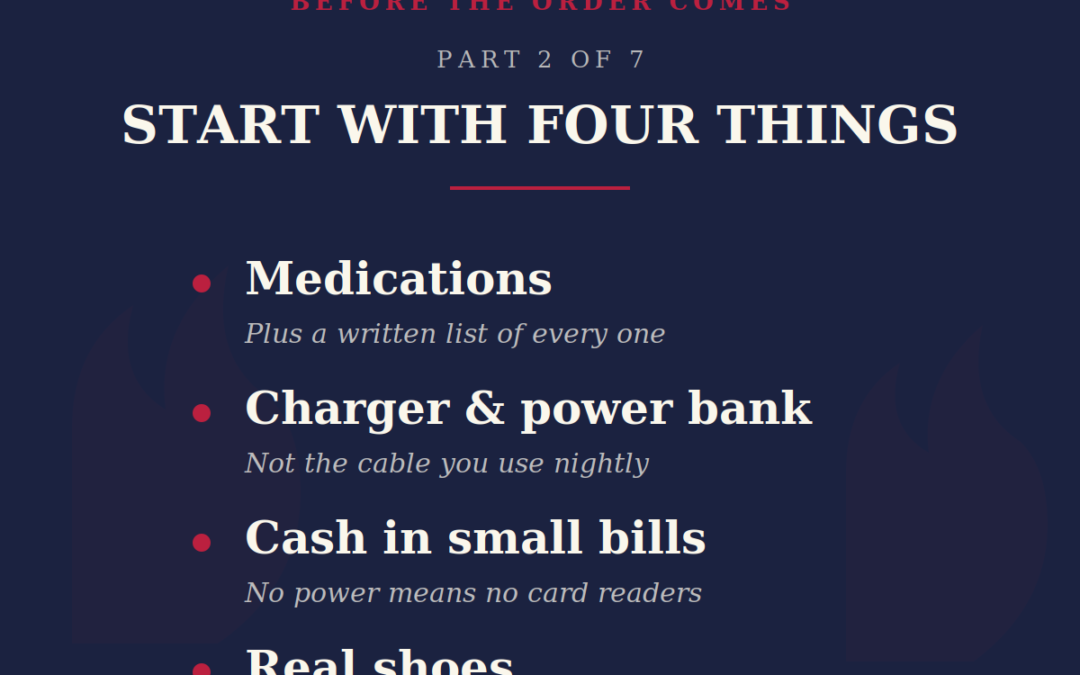 Before the Order Comes — Part 2 of 8: The Go-Bag
