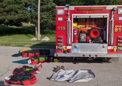 Water rescue gear staged behind Squad 115